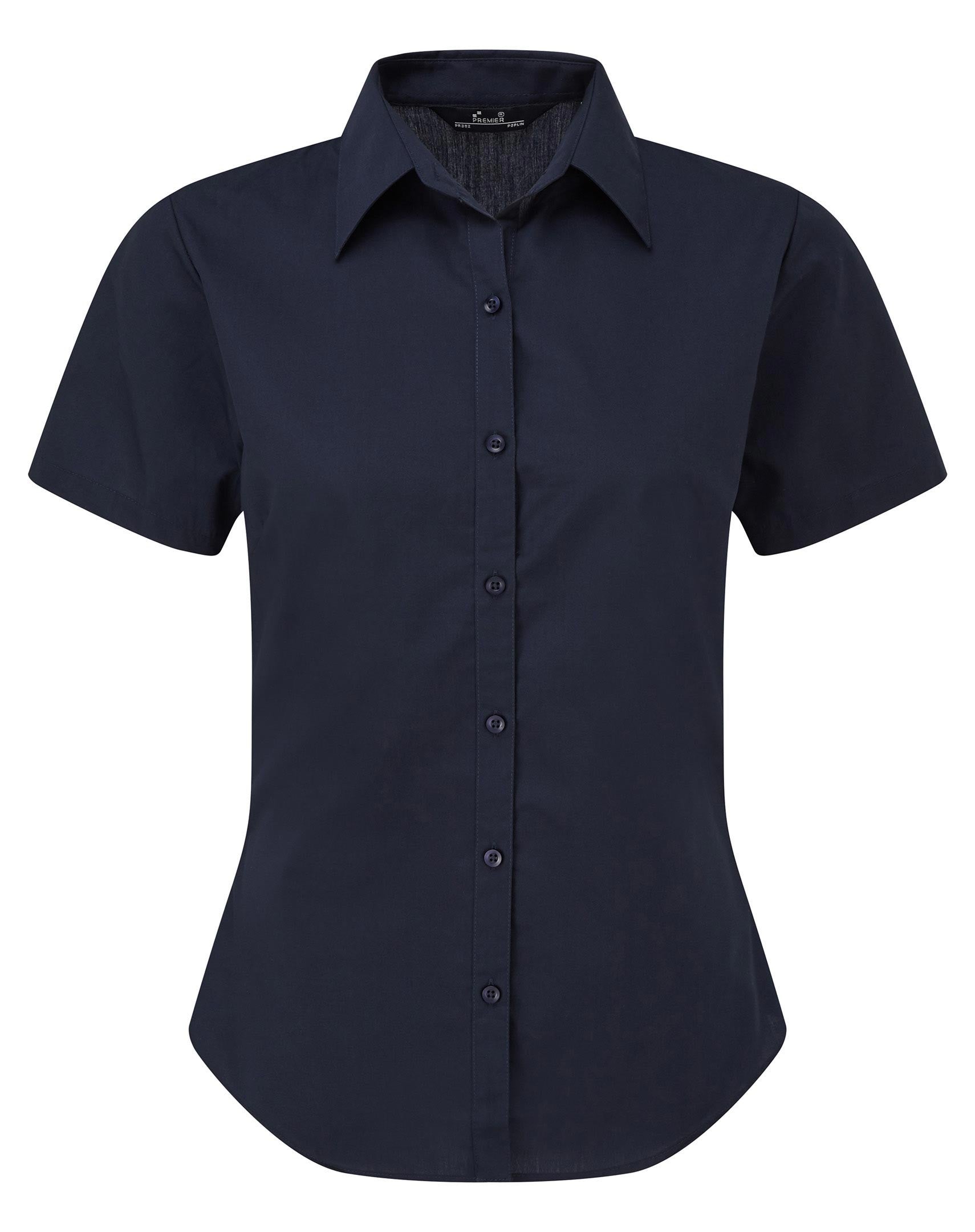 Ladies Poplin Short Sleeve Blouse | NAVY